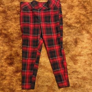 torrid Red and Black Plaid pixie Leggings